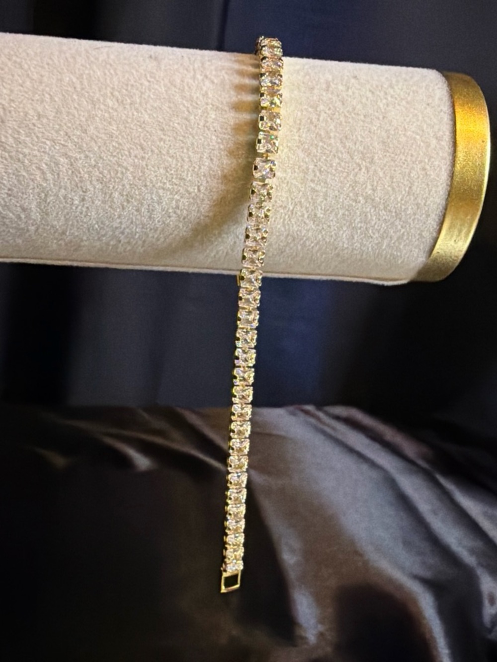 Gold Crystal Tennis Bracelet with Clear Stones